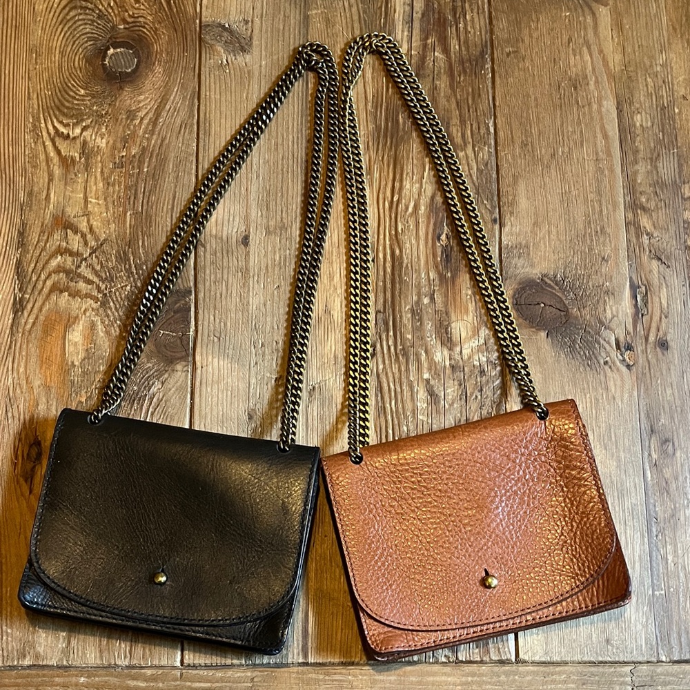 2- Madewell The Chain Leather Crossbody Bags in Black and Brown